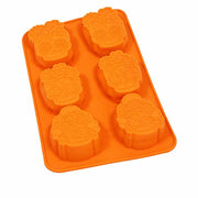 Molde de silicona naranja con 6 cavidades de calaveras Catrina para hacer jabones artesanales en Canarias.