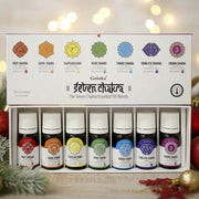 Caja regalo Set 7 Chakras Goloka con 7 frascos de aceites esenciales de colores para cada chakra, ideal para yoga y meditación, disponible en Canarias: Tenerife, Gran Canaria, Lanzarote, Fuerteventura, La Palma, La Gomera, El Hierro y La Graciosa.