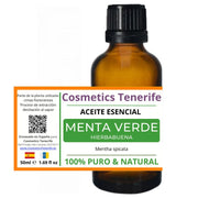 Peppermint essential oil - Green Mint essential oil - benefits - uses - properties - what it is for- 100% Natural & PURE - Canary Aromatherapy - Cosmetics Tenerife - Mercadona - where to buy - la gomera - la palma - gran canaria - lanzarote - fuerteventura - funny