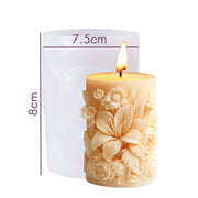 Silicone mold for pillar candle with 3D embossed flowers
