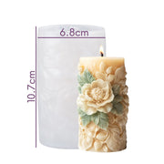 Silicone mold for pillar candle with 3D embossed flowers