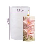 Silicone mold for pillar candle with 3D embossed flowers