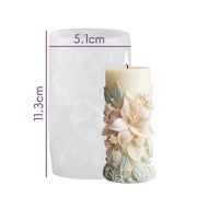 Silicone mold for pillar candle with 3D embossed flowers