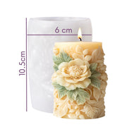 Silicone mold for pillar candle with 3D embossed flowers