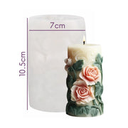 Silicone mold for pillar candle with 3D embossed flowers