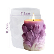 Silicone mold for pillar candle with 3D embossed flowers