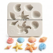 Molde de silicona para decoraciones de velas marinas con conchas y estrellas de mar