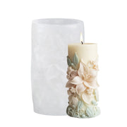 Silicone mold for pillar candle with 3D embossed flowers