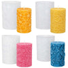 Real models of silicone molds for pillar candles with embossed design