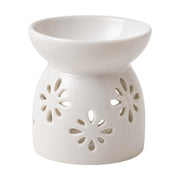 Quemador cerámico blanco calado diseño flor de pétalos para wax melts y aceites de fragancia - Tienda Islas Canarias 