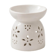 Quemador cerámico blanco calado diseño flor calada para ceras aromáticas y aceites de fragancia