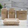 Set de Baño de Porcelana - Accesorios de Lujo para Baño Moderno | Dispensador de Jabón, Jabonera, Vaso y Porta Cepillos | Diseño Elegante en Tonos Beig y Dorado | Ideal para Decoración de Baños Sofisticados | Compra Online con Envío Rápido | Accesorios Premium para Hogar y Hotel | Baño Moderno con Estilo Vintage | Disponible en Islas Canarias, Tenerife, Gran Canaria, Lanzarote, Fuerteventura