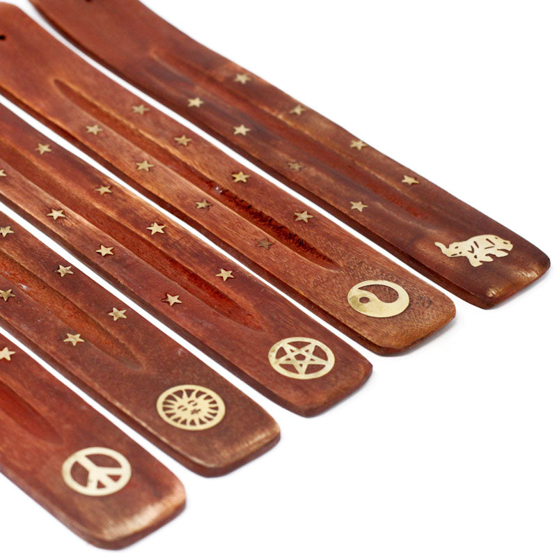 Soportes de incienso de madera de hierro tallados a mano (juego de 3), 'Om  místico
