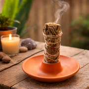 Soporte redondo para rituales con palo santo e incienso en Tenerife