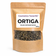 Materia prima botánica de ortiga verde hoja cortada en Canarias
