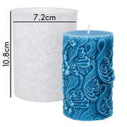 Silicone mold for pillar candle with embossed Atlantic wave design and example of finished candle - Canary Islands Shop - Santa Cruz de Tenerife - Las Palmas de Gran Canaria