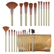 Set 22 brushes in open golden leather case - Canary Islands Makeup Online Store - Cosmetics Tenerife